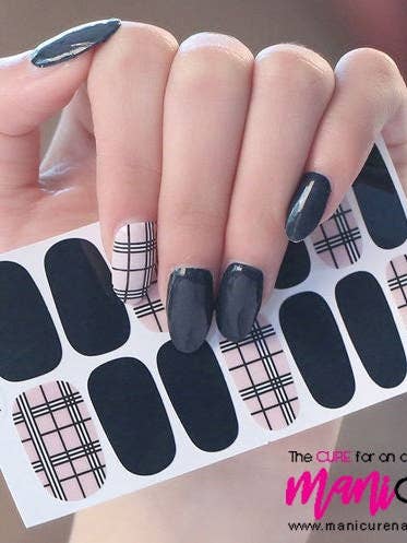 Tiras de esmalte xadrez pretas Nude Design por atacado de ManiCURE Nail Polish