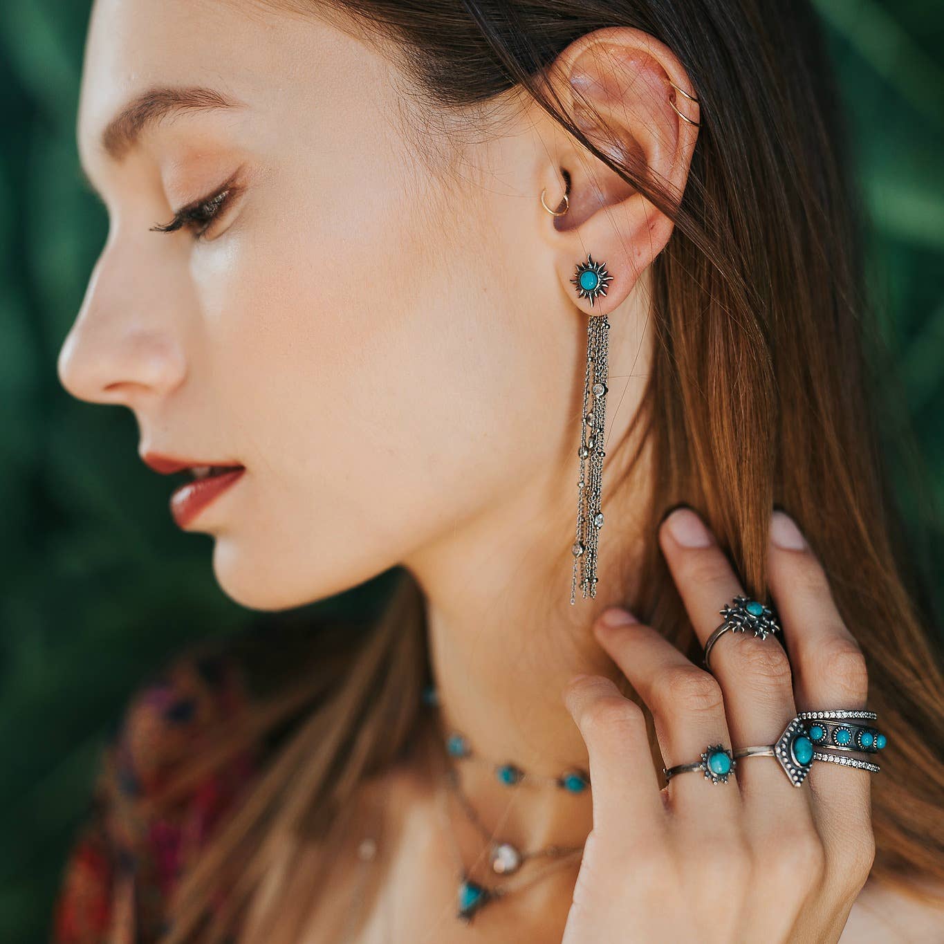 Sowell Jewelry - Wholesale Stud/Post Earrings - Sunburst Turquoise Silver Earrings2