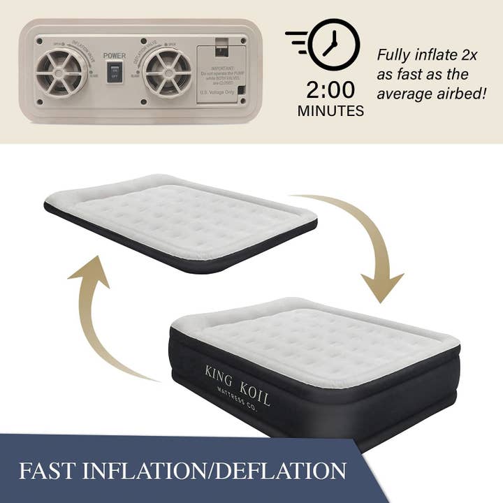 Black Queen Air Mattress, 20 Inch, Built-In Pump, Waterproof for wholesale on Faire