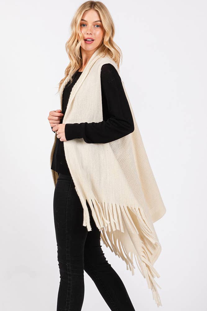 Hana - Vente Veste sans manches – femme - Gilet d'hiver en tricot à pompons à pois gaufrés19