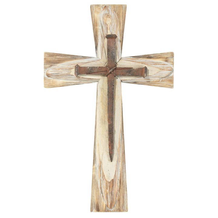 Dicksons - Wholesale Wall Cross - Wood Wall Cross With Nails Resin 19.5in
