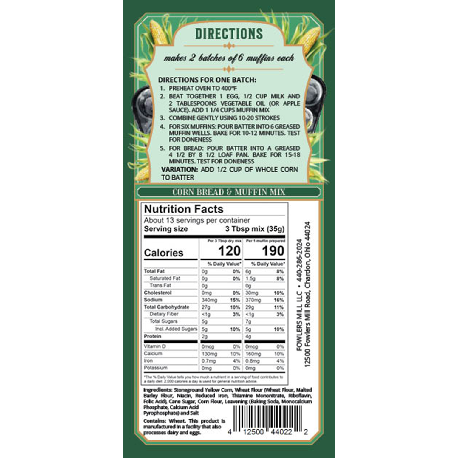 Fowler's Mill - Wholesale Muffin Mix - Corn Bread and Muffin Mix1