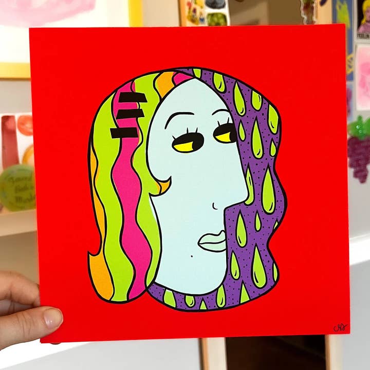 Impression Blue Girl, 8 x 8 pouces pour la vente par Carrie's Scaries