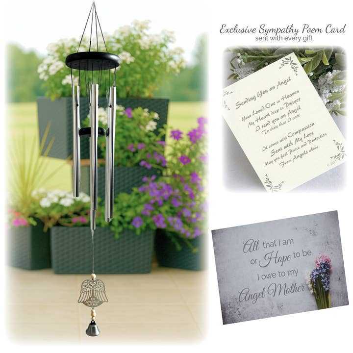Loss of Mother, Angel Arms Memorial Windchimes Sympathy Gift for wholesale by Loving Memories Gifts