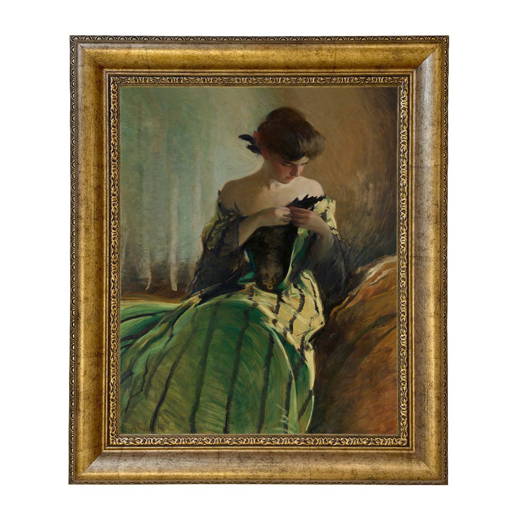 Madison Bay Co. - Historical Home Decor Reproductions - Vendita all'ingrosso Stampa artistica - Stampa su Tela Vintage di Donna in Abito Nero e Verde6