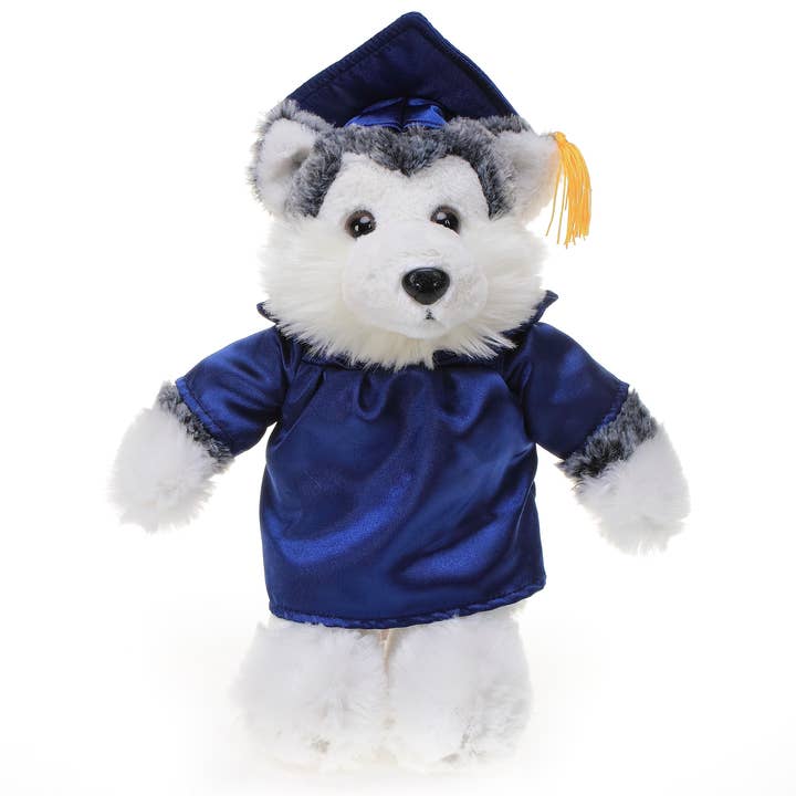 Plushland - Wholesale Stuffed/Plush Toy - Kids & Baby - 11″ Personalized Graduation Husky Plush in Custom Cap & Gown3