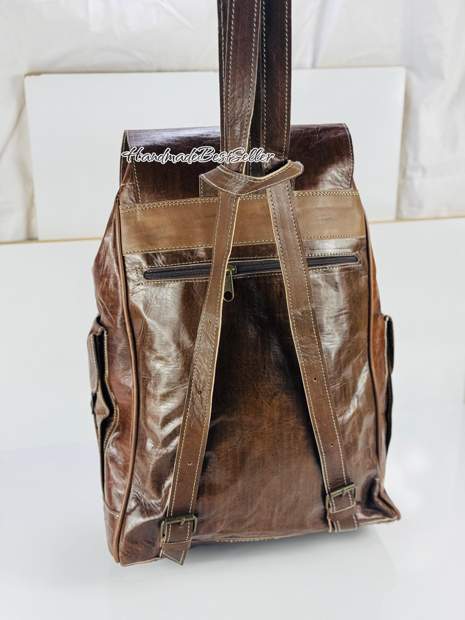 HandmadeBestSeller – wholesale Backpack – Unisex – Handmade Leather Backpack – Multi-Pocket Travel Bag5