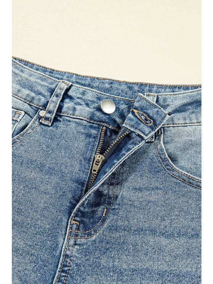 Dusk Blue Vintage Washed Seam Detail Shift Jeans (size 4-16) for wholesale on Faire8