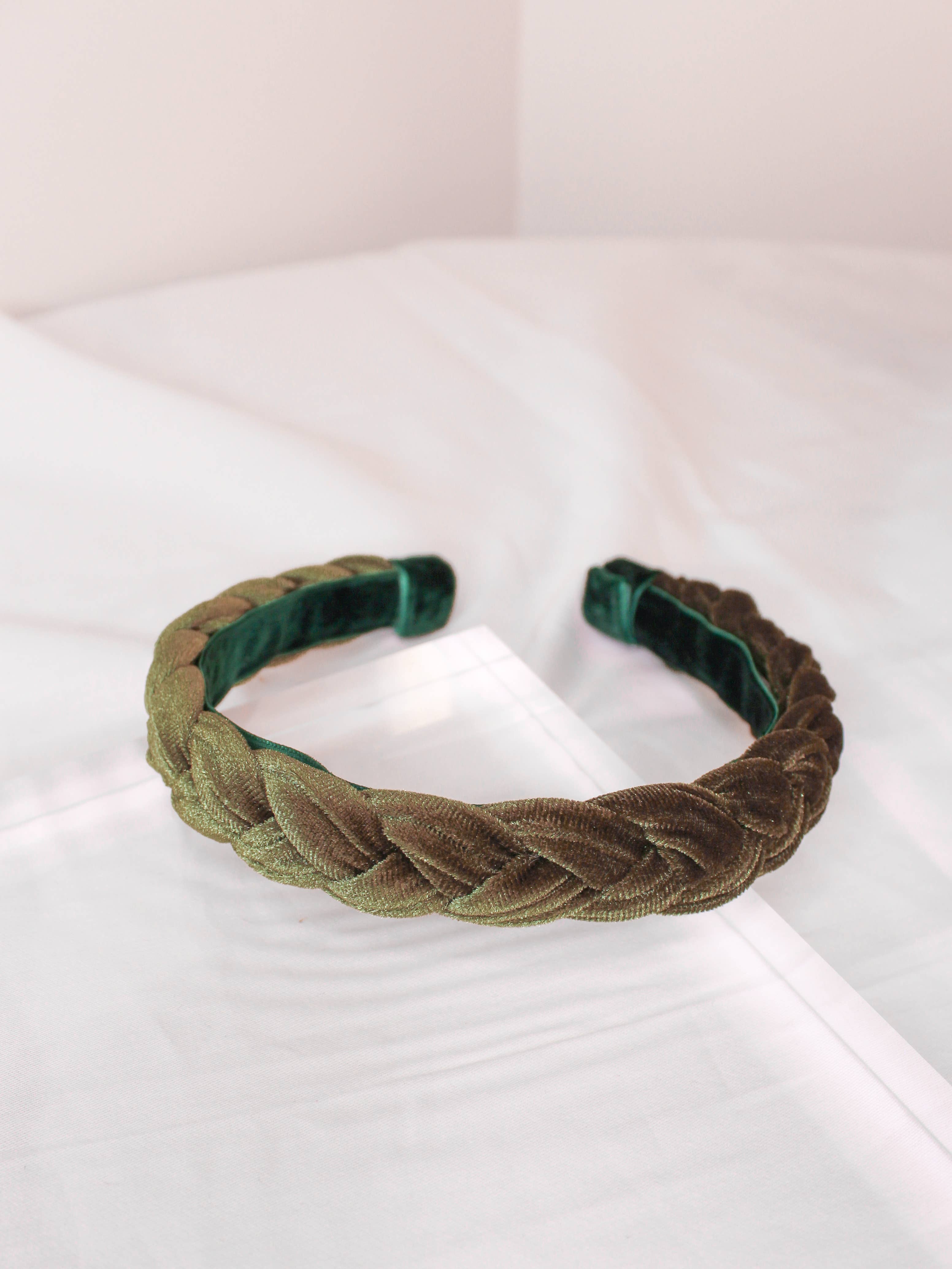 JoJo Makes - Wholesale Fashion Headband - Women's - Olive Green Boho Velvet Braided Headband for Hair6