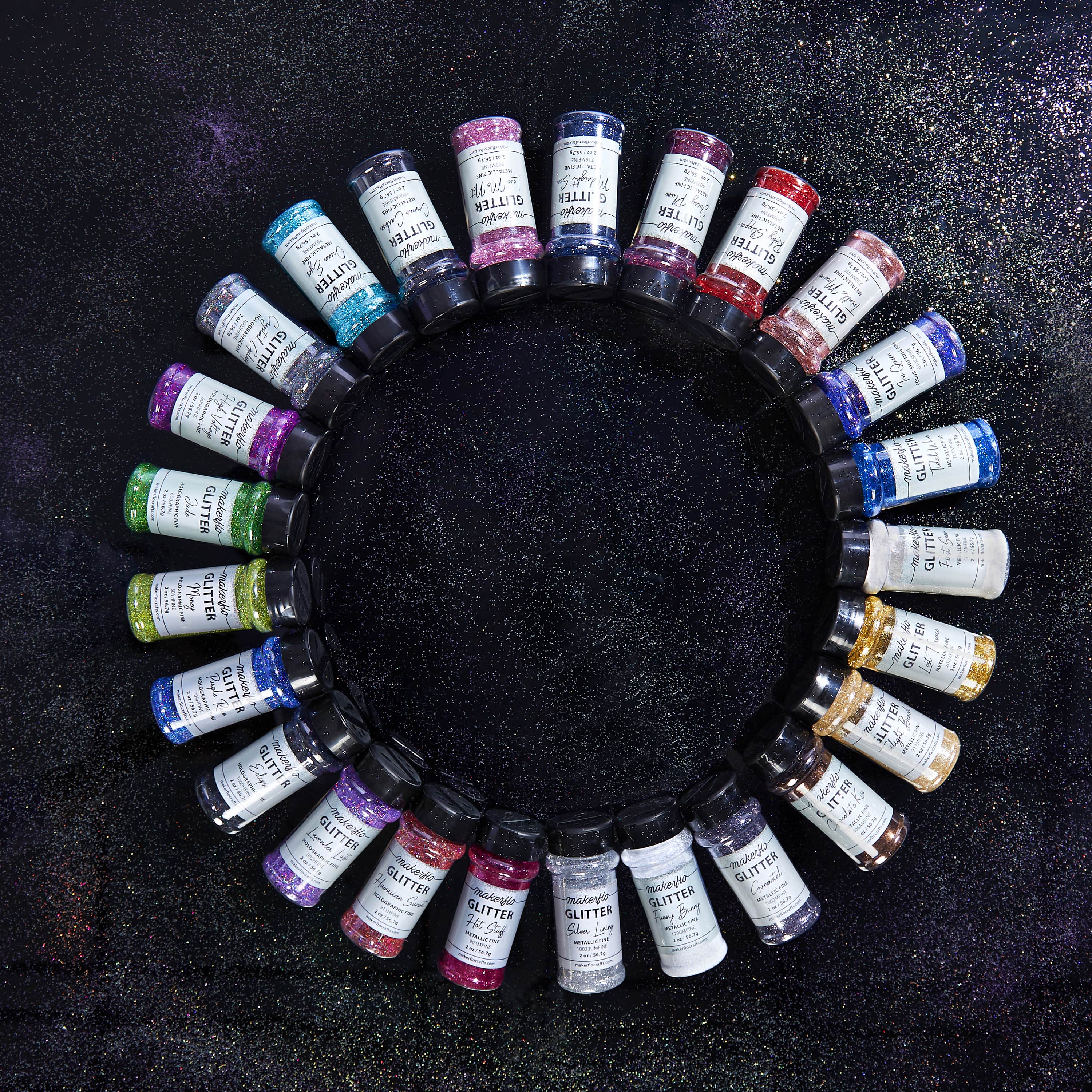 MakerFlo - Wholesale Glitter - Fine Glitter Variety Pack (Set of 55)2