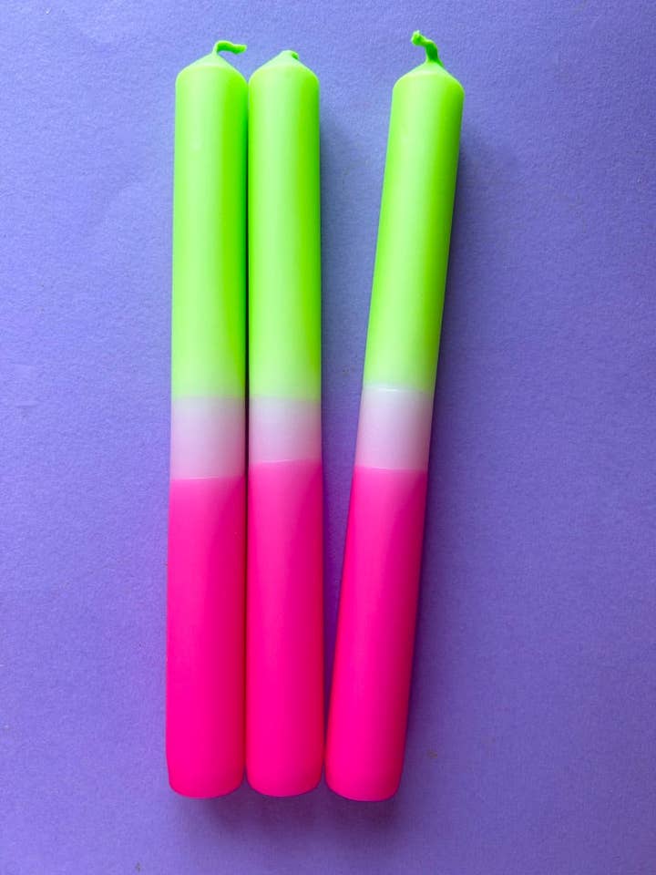 GLOW STICKS - Dip Dye Dinner Candle Trio for wholesale by The Colour Emporium