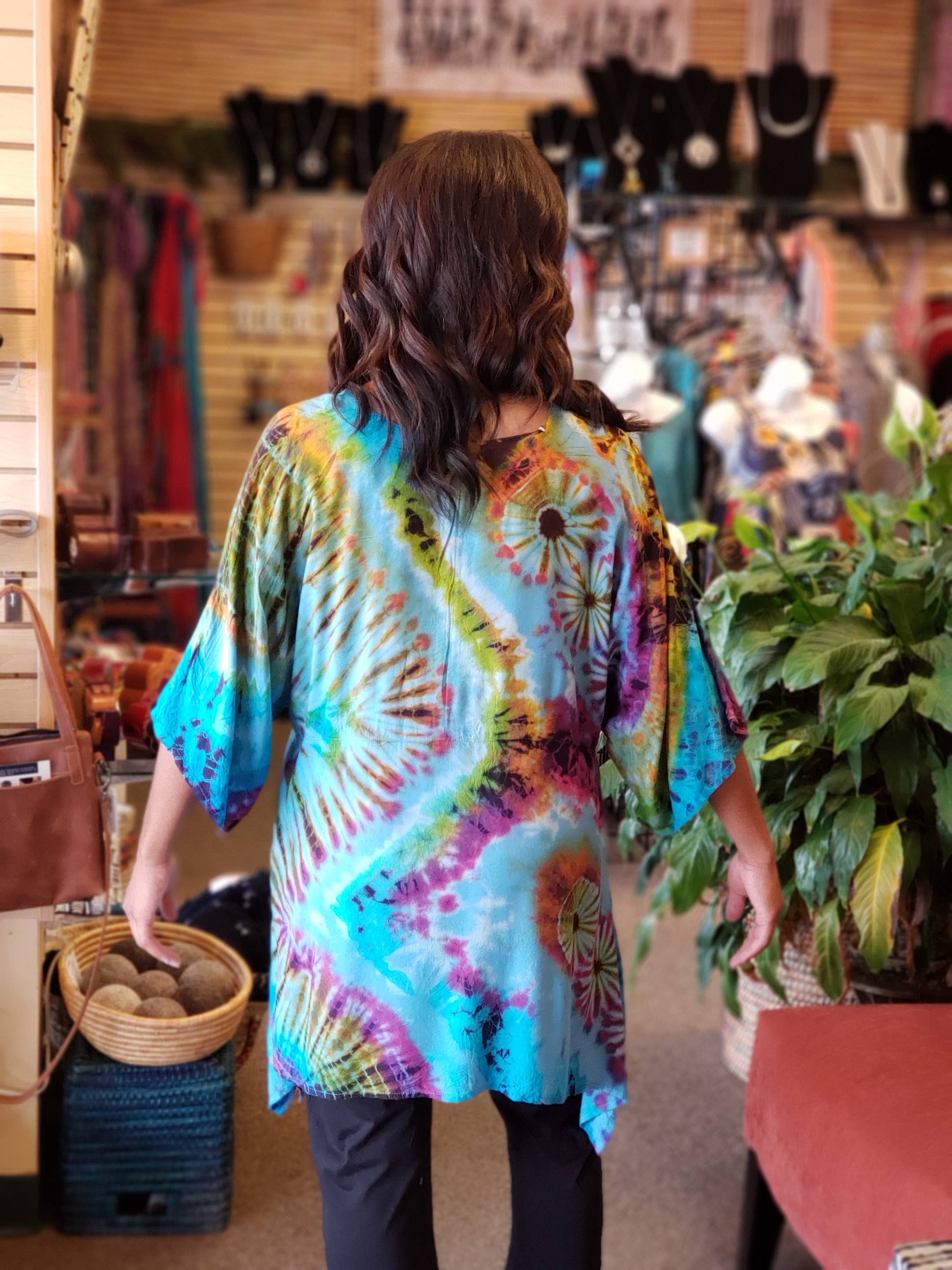 Zumi - Vendita all'ingrosso Tunica - Donna - Tunica a maniche larghe turchese Tie Dye1