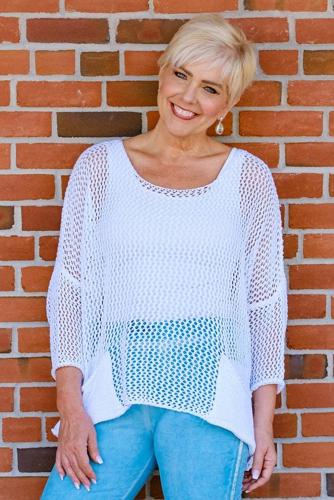 TINA Stephens Italy/Tees By Tina - Wholesale Knit Top - Women's - Lennox Open Knit Topper (BLS133)25