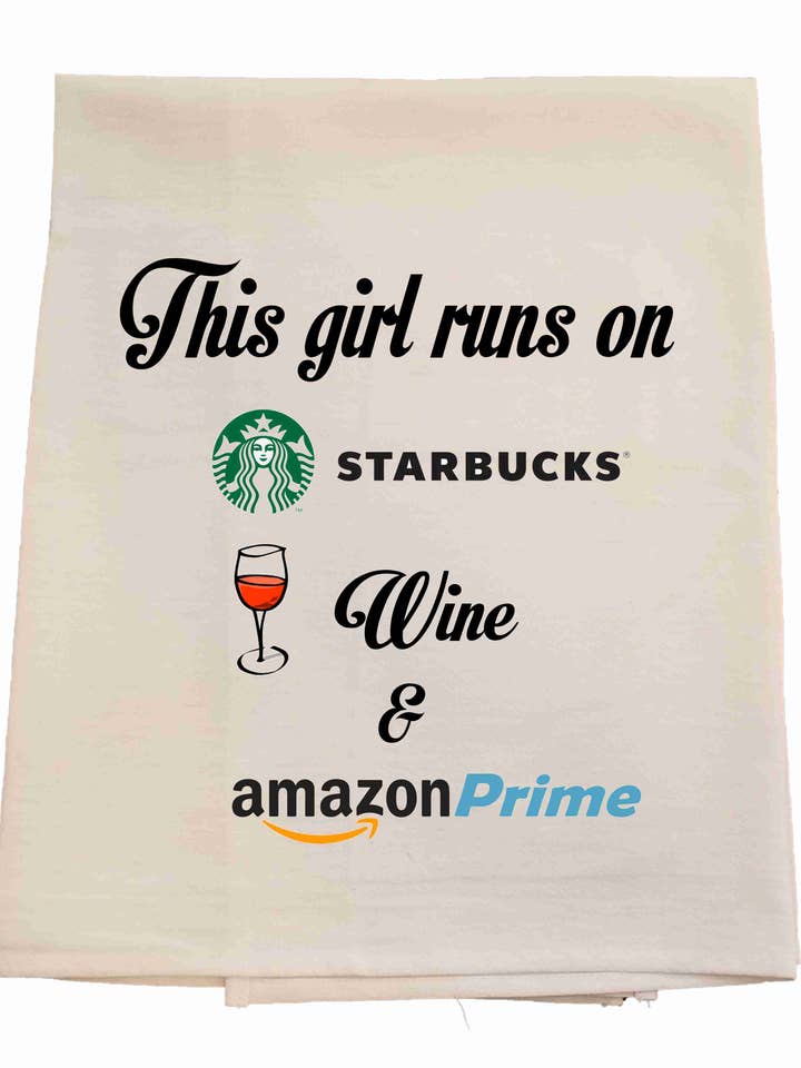 This Girl Runs Tea Towel for wholesale by Bunnies and Bows