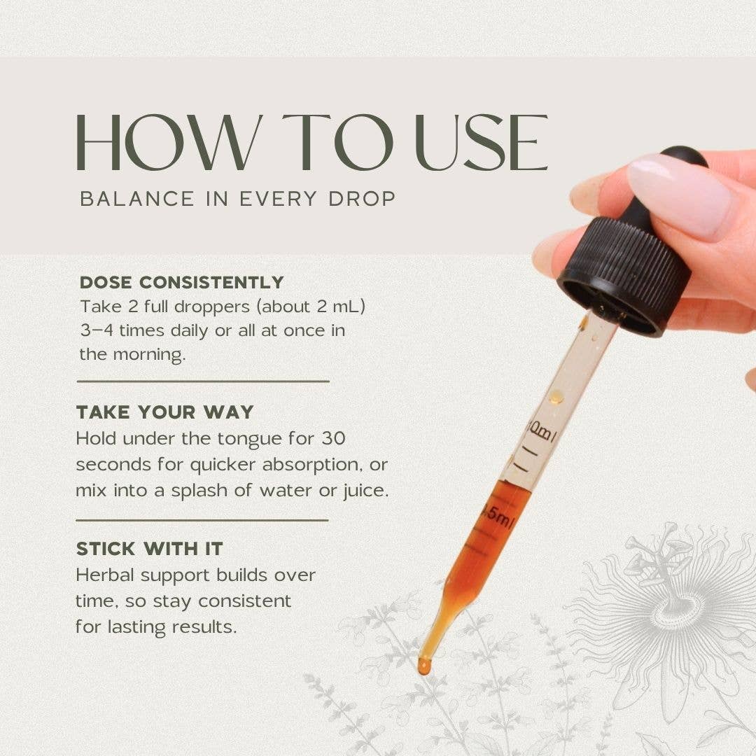 Wild Woman Herbal Apothecary – wholesale Tinktur – Hormone Harmony | Balans för PMS, PMDD, humör och hälsa efter p-piller3