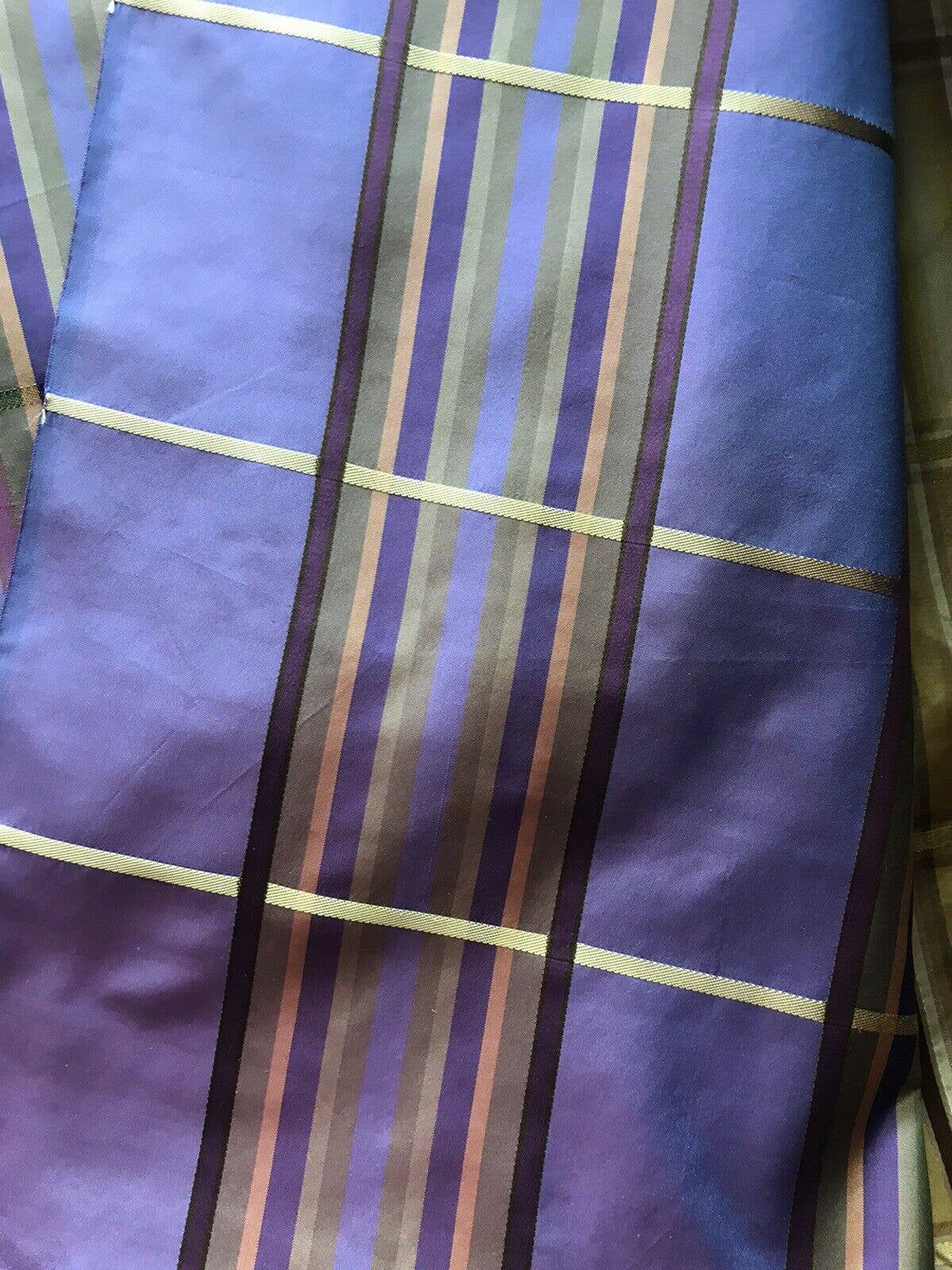 Fancy Styles Fabric - Wholesale Fabric - Lady Deborah Designer 100% Silk Taffeta Plaid Tartan Ribbon Fabric Purple5
