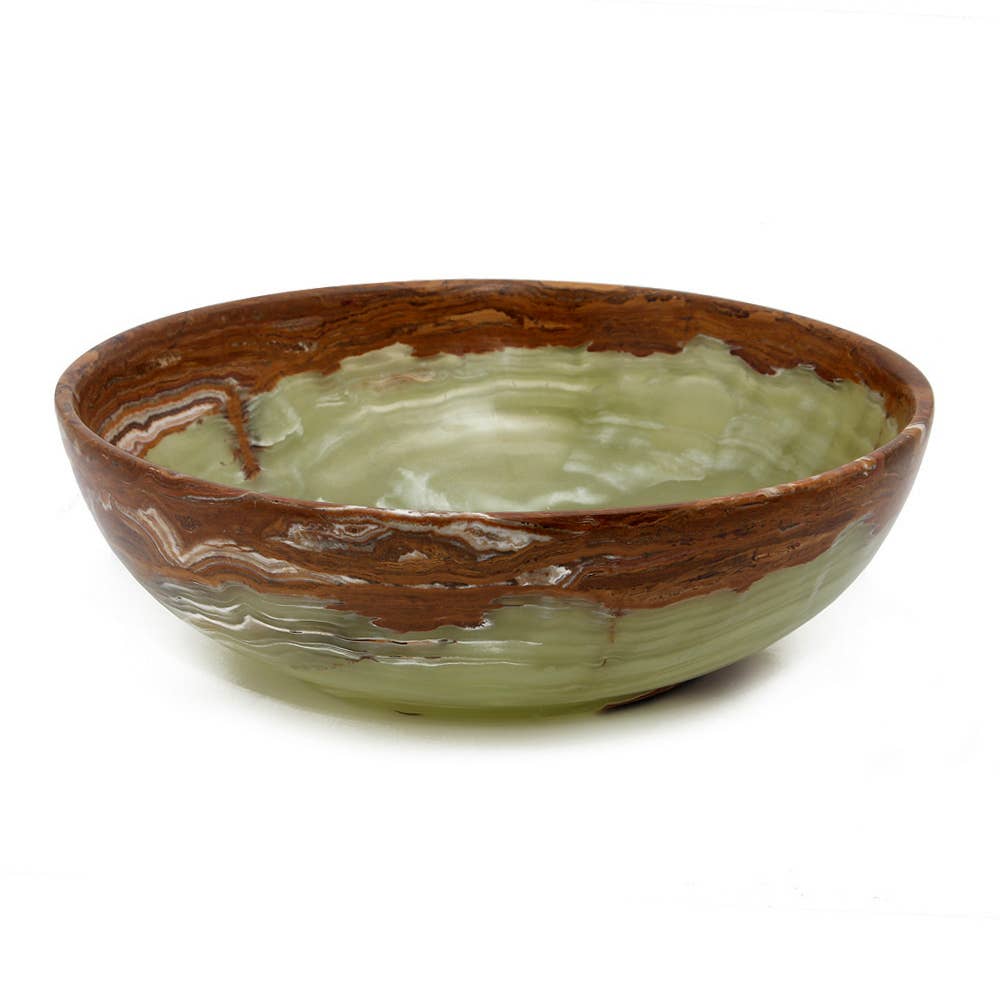 Marble Crafter - Wholesale Decorative Plate/Dish/Bowl - 12" Laurus Collection Whirl Green Onyx Decorative Bowl2