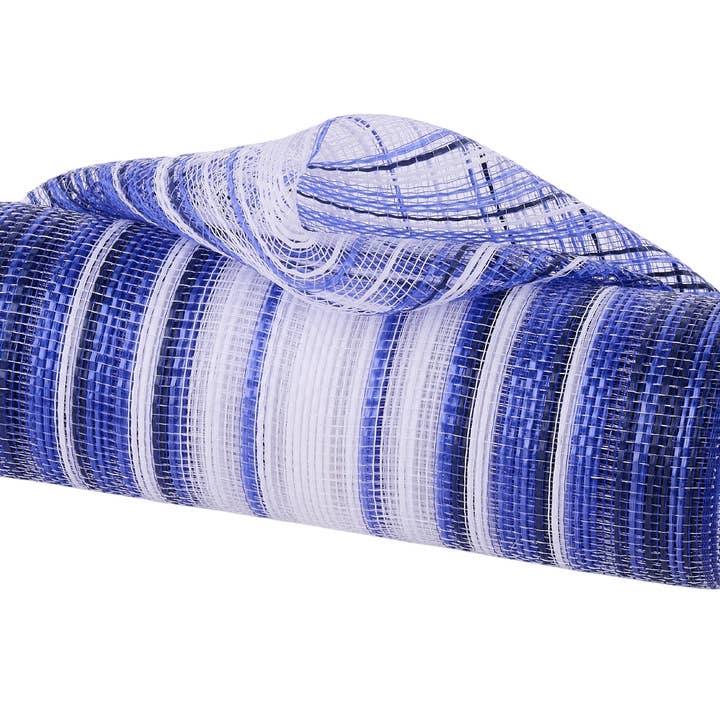 Malha de Risca Vertical Ombre Azul Marinho/Azul Real/Branco 10"X10Yd RE13862A por atacado de DecoExchange