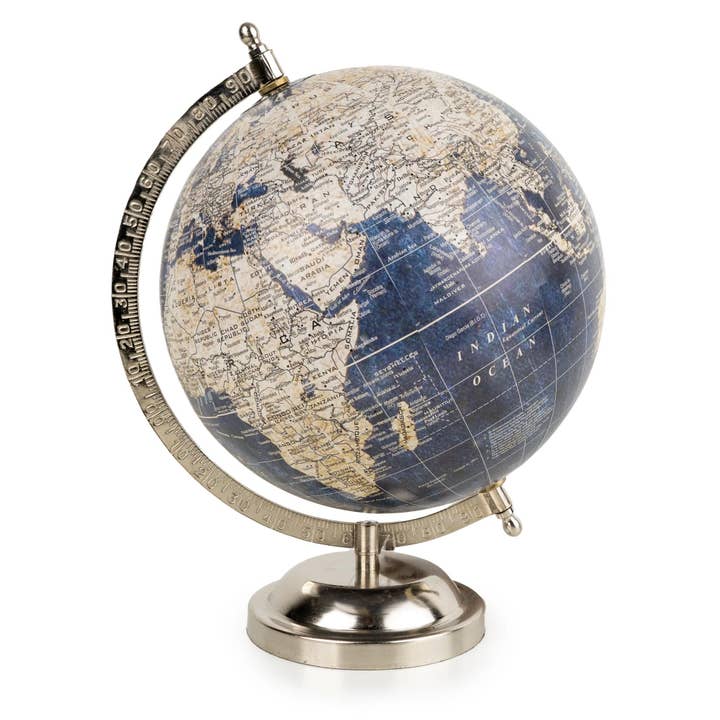 8" Globe - Blue and Silver 1pk for wholesale by Candlelight Products Ltd