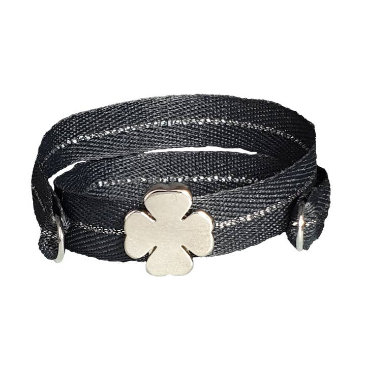 ANTHRACITE PALLADIUM FOUR-LEAF CLOVER BRACELET for wholesale by Smartever Srl