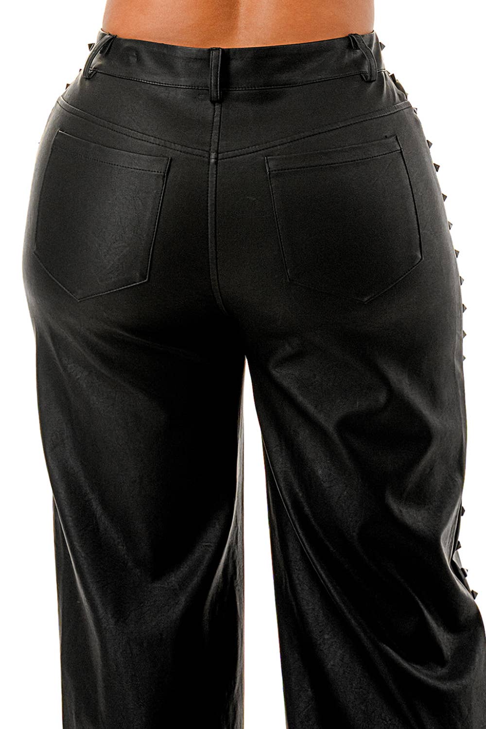 SALT - Venta al por mayor Pantalones - Mujer - Pantalones de Pierna Ancha con Tachuelas Negros (SP5047)5