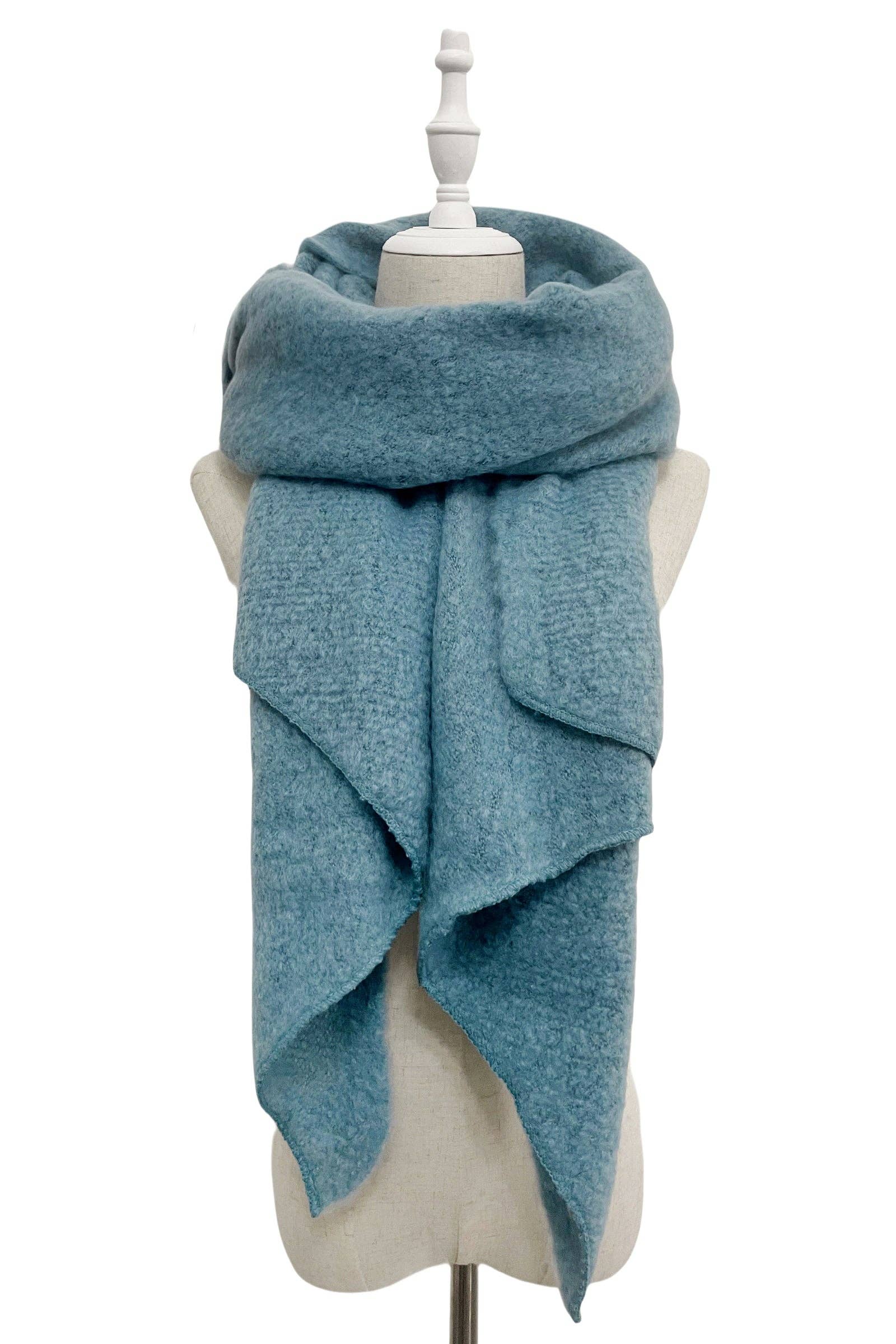 Fashion Scarf World - Wholesale Scarf - Women's - Plain Boucle Diagonal Edge Wool Scarf39