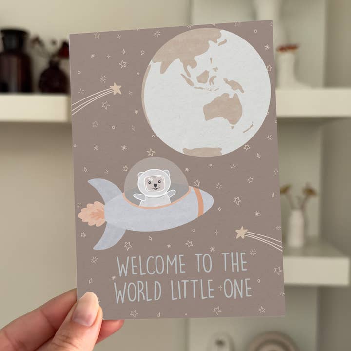 From Rosalie – wholesale Baby card – Welcome To The World Little One, baby shower card, newborn