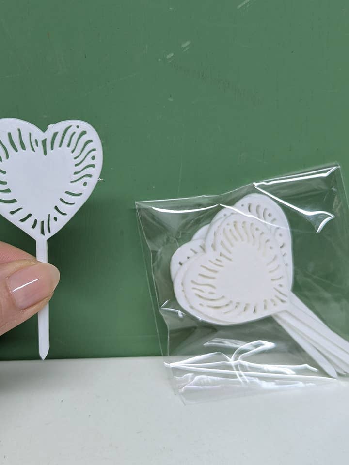 White heart cupcake picks for wholesale by vintagegoodies