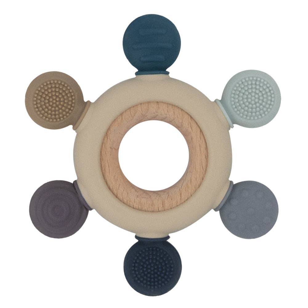 Living Textiles - Wholesale Teether (Not Clip-On) - Baby - Multi-Surface Teething Wheel - Steel Blue0
