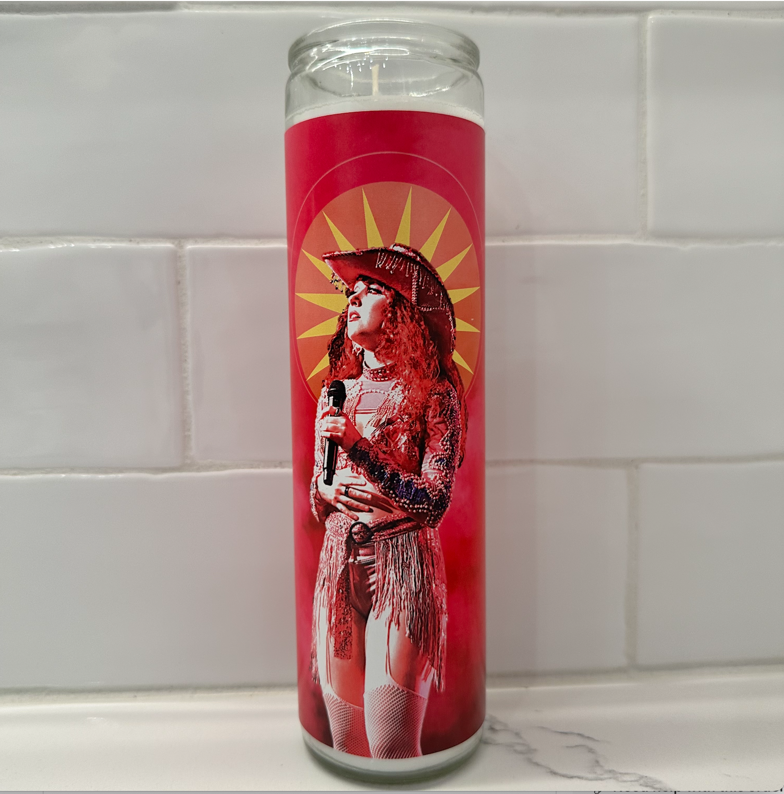 Flaming Feminist - Wholesale Votive Candle - Chappell Roan Prayer Candle1