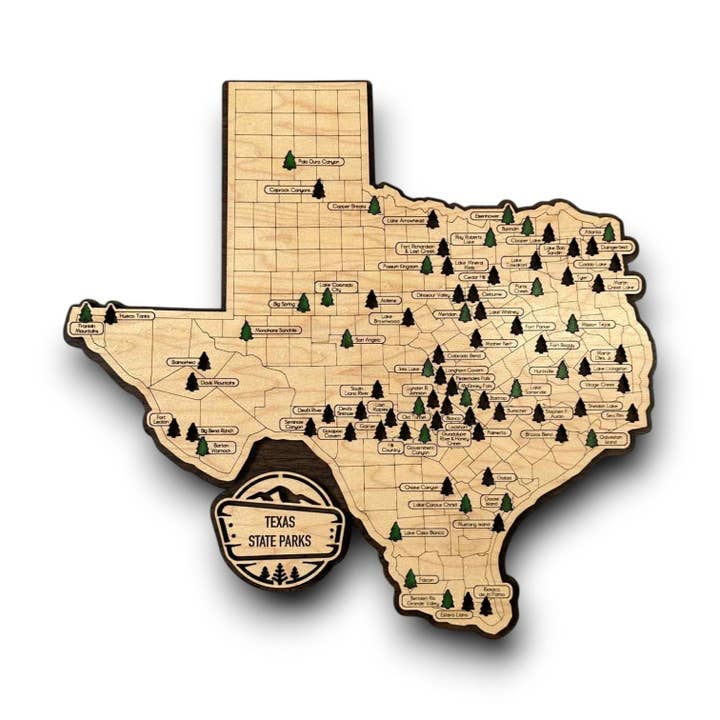Mapa de Viagem do Parque Estadual do Texas | Mapa de Caminhadas | Mapa de Campismo por atacado de Fuzzy Loon Designs