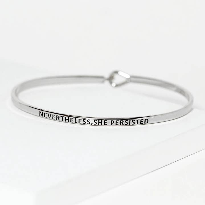 Wild Honey - Wholesale Bangle Bracelet - Nevertheless-She-Persisted Engraved Inspirational Bangle Bracelet