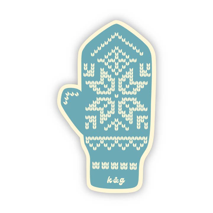 Blue Norwegian Mitten Sticker for wholesale by Knit & Gather