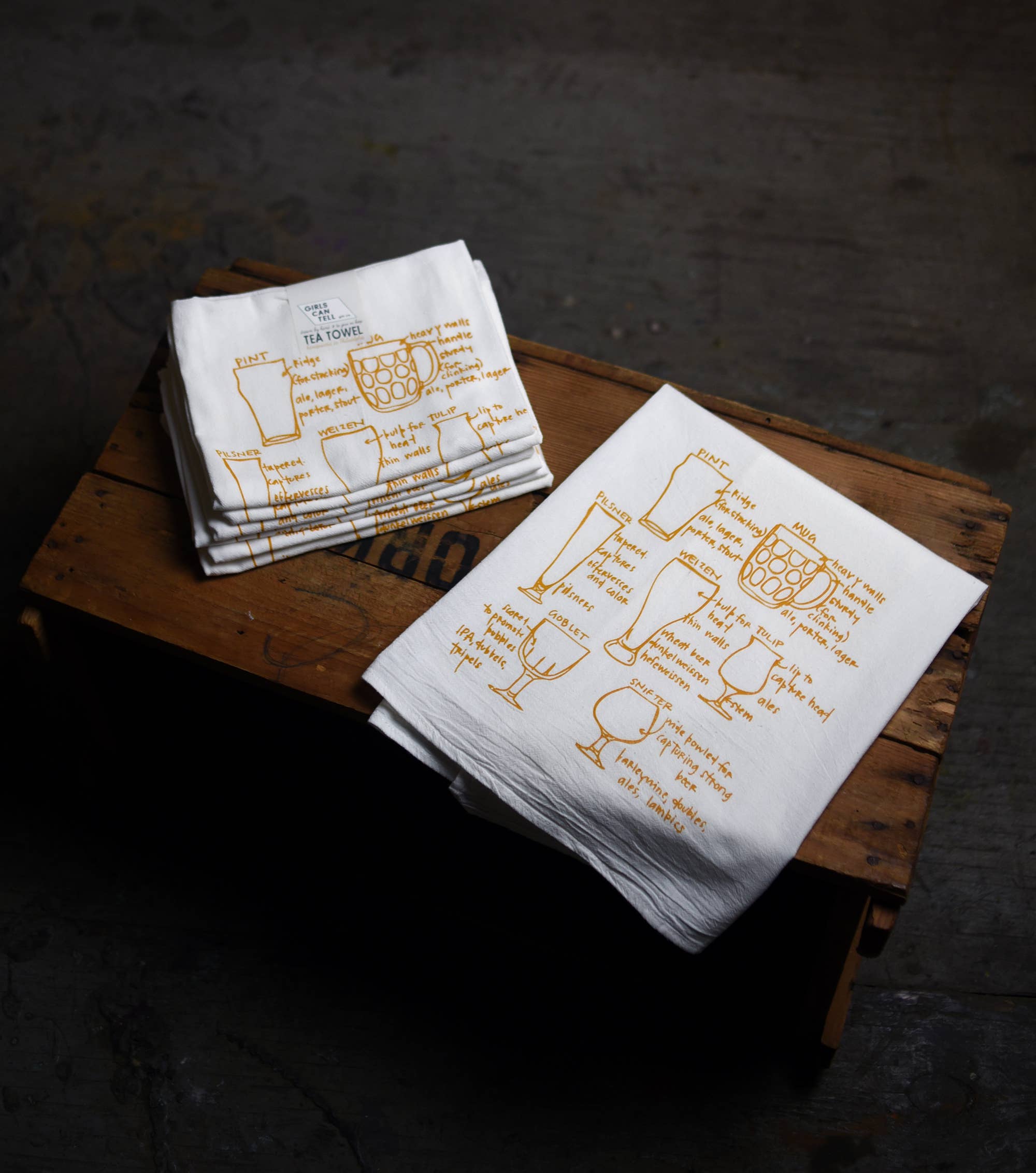 Girls Can Tell - Wholesale Tea Towel - Kitchen Towel - Beer Glassware Tea Towel2