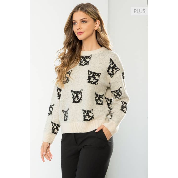 /Size XL/ Cat Pattern Sweater for wholesale by THML
