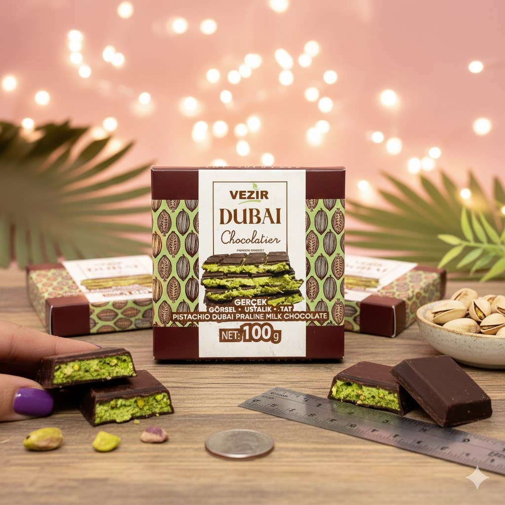 Aladdin - Wholesale Chocolate Bar - Dubai Chocolate Bar 100g Vezir Pistachio Praline Halal6