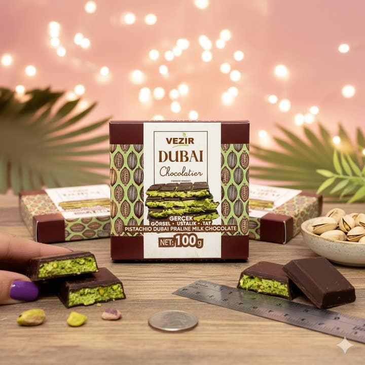 Aladdin - Wholesale Chocolate Bar - Dubai Chocolate Bar 100g Vezir Pistachio Praline Halal6