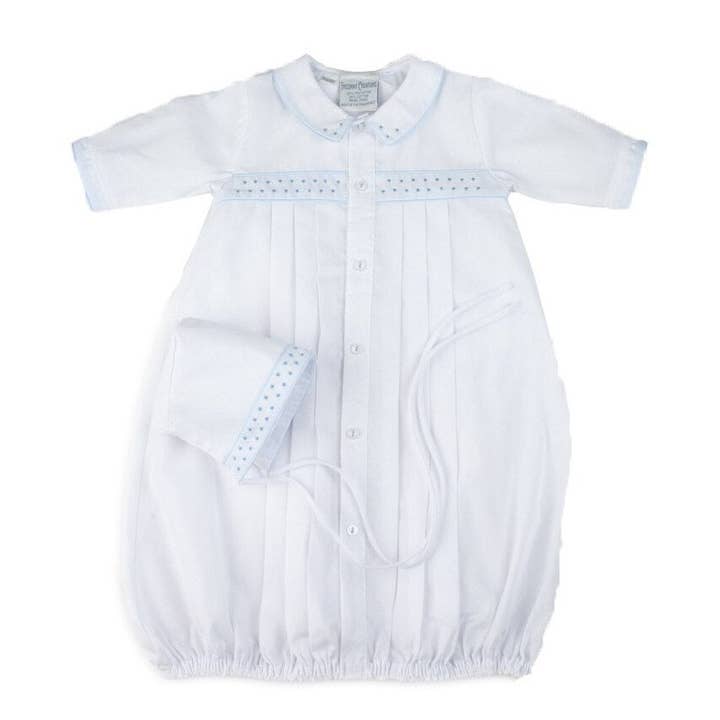 Feltman Brothers - Wholesale Babygown Set - Baby - Preemie Boys Dot Embroidered Take Me Home Gown with Hat1