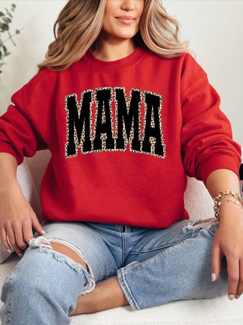 Mama Leopard Outline Varsity DTF Sweatshirt for wholesale by Dash Forward Wholesale