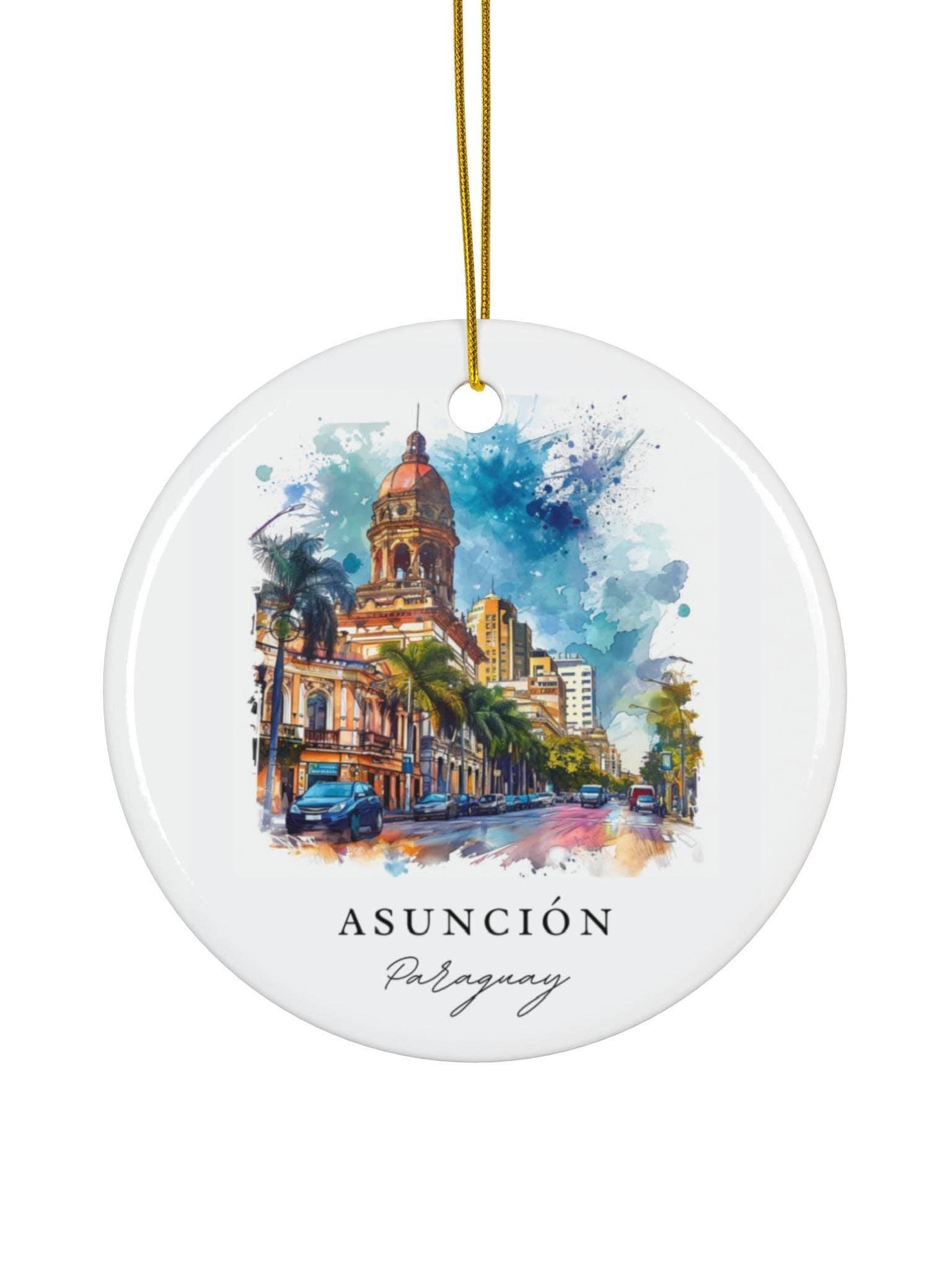 Premium Travel Art - Wholesale Ornament - Asunción Paraguay Ornament: Unique Asunción Souvenir, Asunción Xmas Decor, and Authentic Asunción Paraguay Christmas Gift0