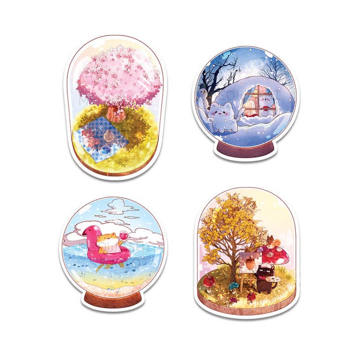 Four Seasons Terrarium Vinylklistermärke för wholesale av Meowashi Studio
