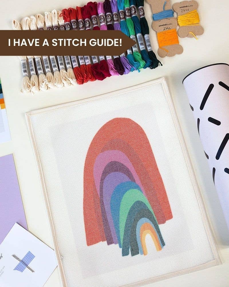 Unwind Studio - Wholesale DIY Craft Kit - From the Other Side Rainbow Needlepoint Kit1