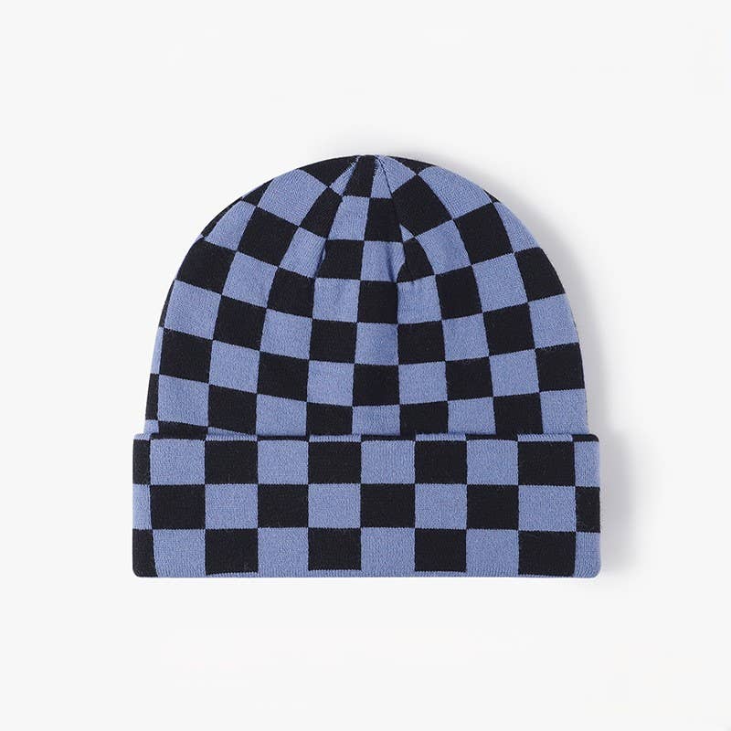 MKS America - Wholesale Beanie - Women's - Stylish Checkerboard Plaid Knit Hat6