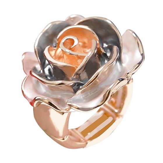 ENAMELLED FLOWER ELASTIC RING - SW25448B107 for wholesale by AMORINO SRL