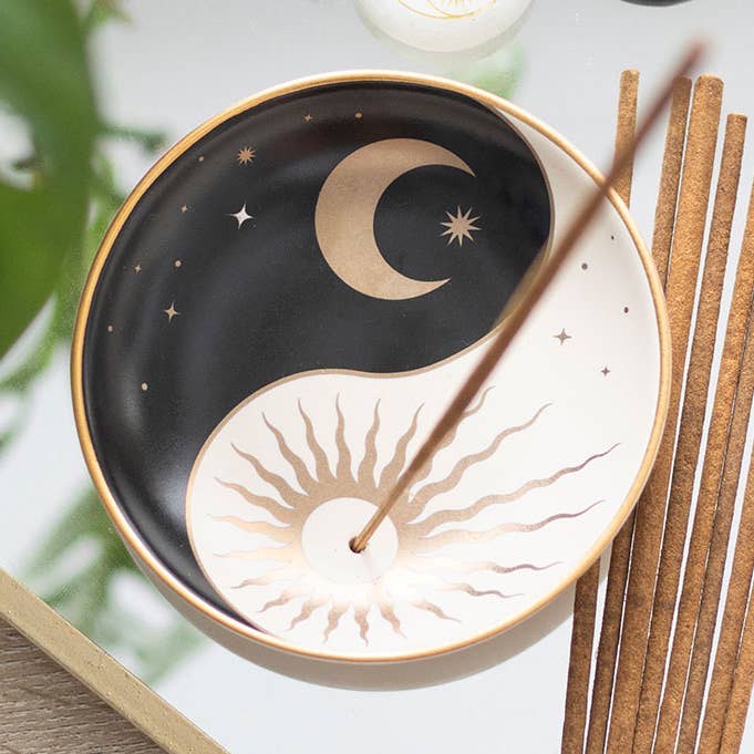 Yin Yang Ceramic Incense Stick Holder Plate for wholesale by Something Different Wholesale