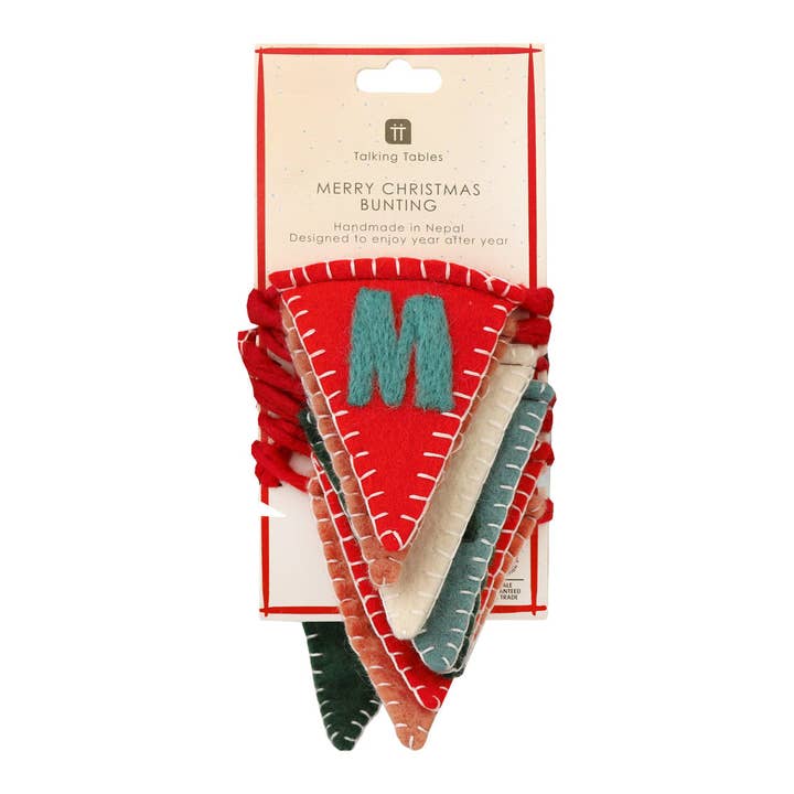 Guirnalda de fieltro «Fun Guy Santa» Feliz Navidad - 2 m para venta al por mayor de Talking Tables EU