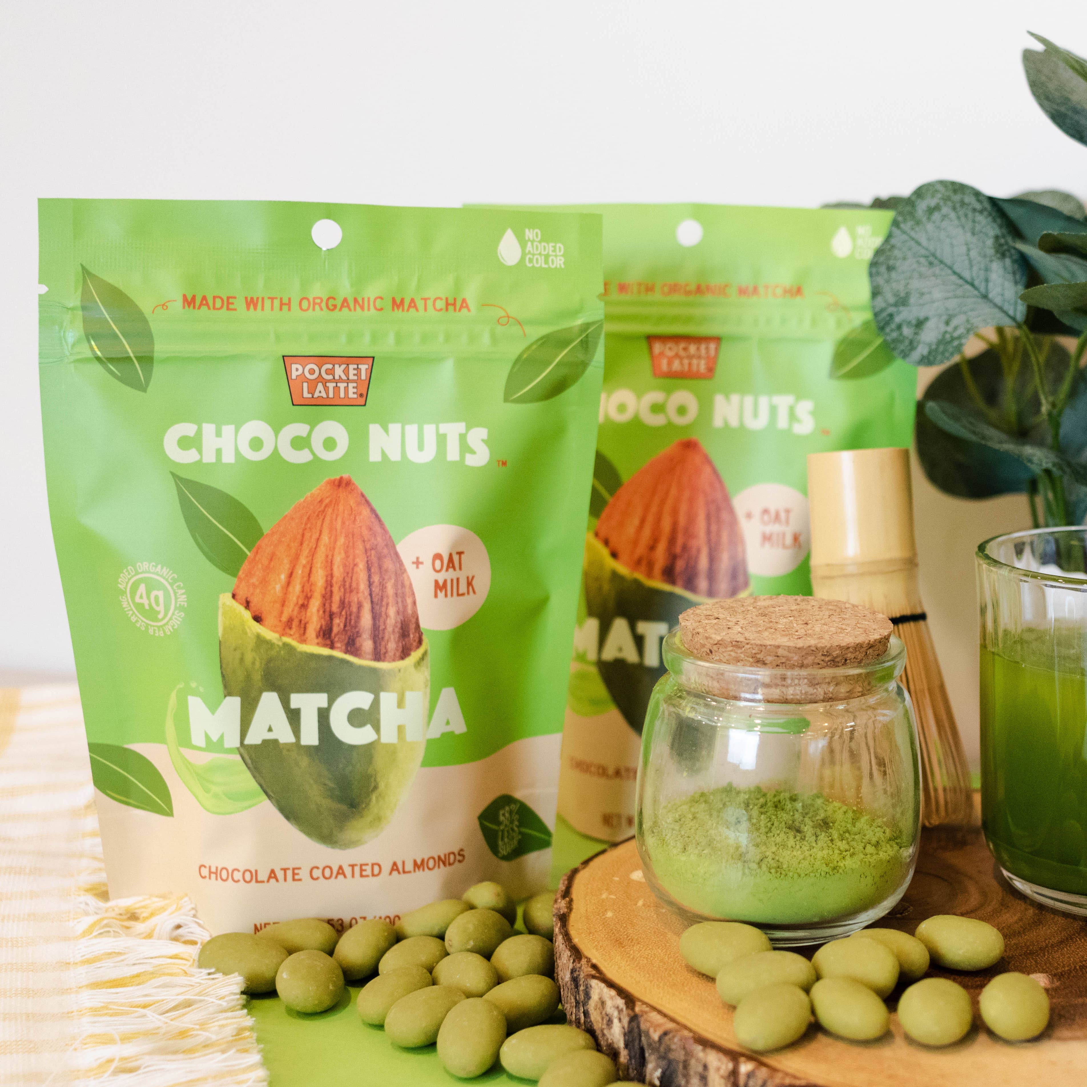 Pocket's Chocolates (Formerly Pocket Latte) - Vente Friandises enrobées de chocolat - Amandes au chocolat matcha, sachet debout de 3,53 oz2
