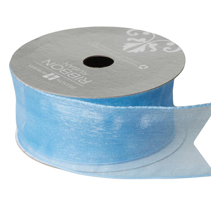Jillson & Roberts - Wholesale Ribbon - Gift Wrapping - Pastel Blue Ribbon - Fancy Sheer 1 1/2"