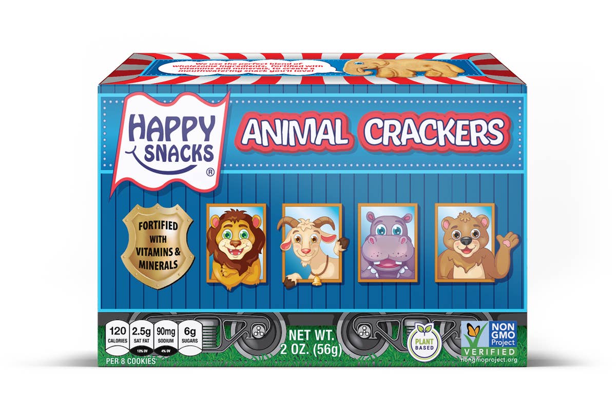 Happy Snacks - Wholesale Cookie - Plant Based Fortified Animal Crackers Box