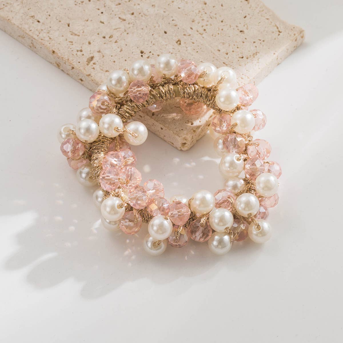 ACCITY - Wholesale Hair Tie - Colorful Crystal Beaded Ponytail Hair Tie_CWAJE059074